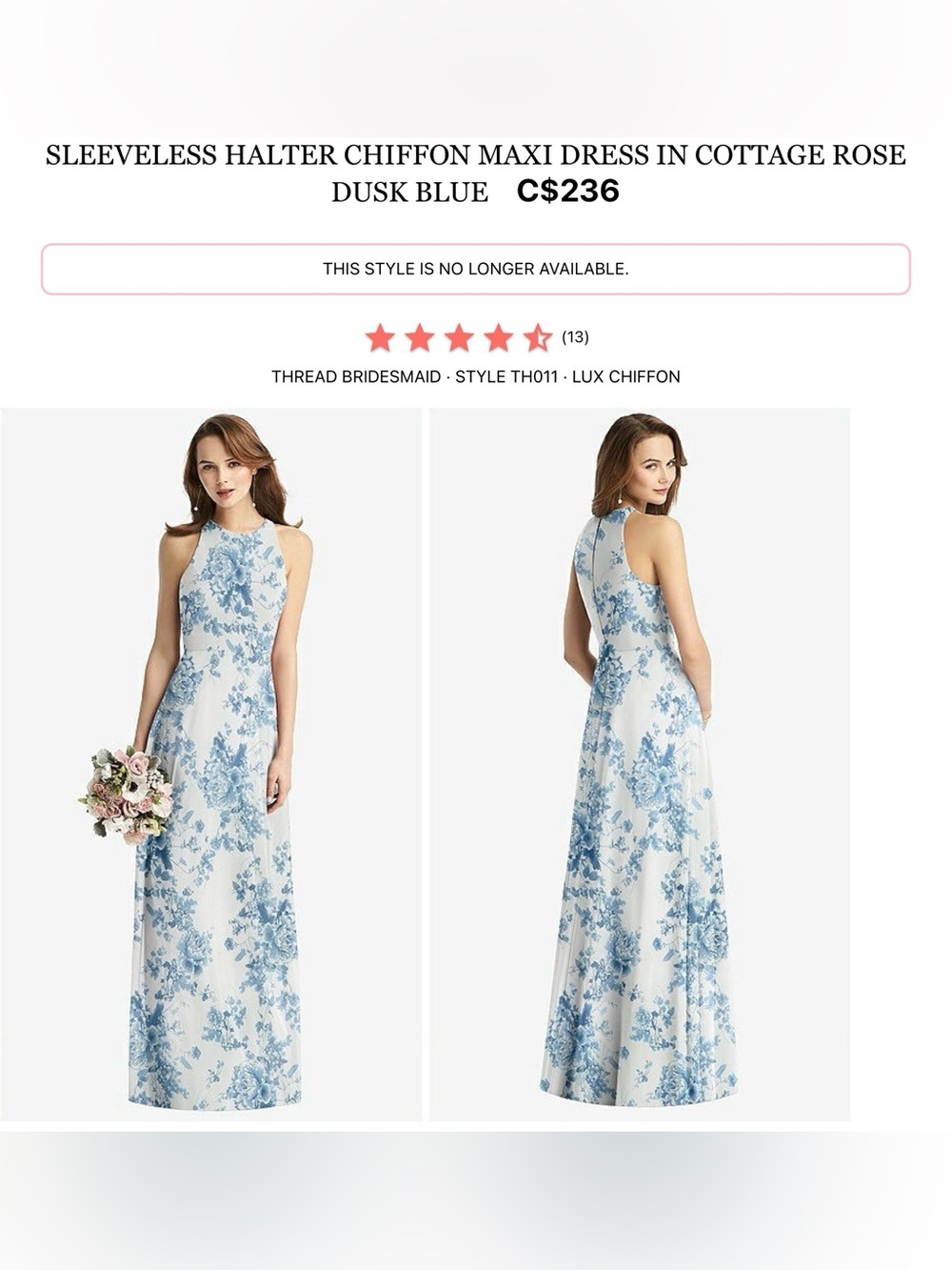 torrid White and Blue Floral Halter Chiffon Maxi Dress